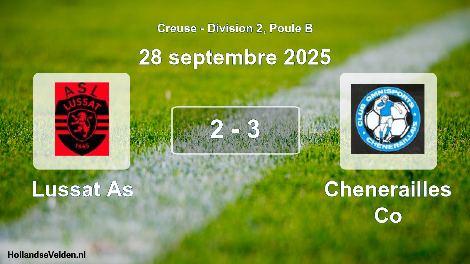 Total number of matches played: Lussat As - Chenerailles Co 2 - 3 (28 September 2025)