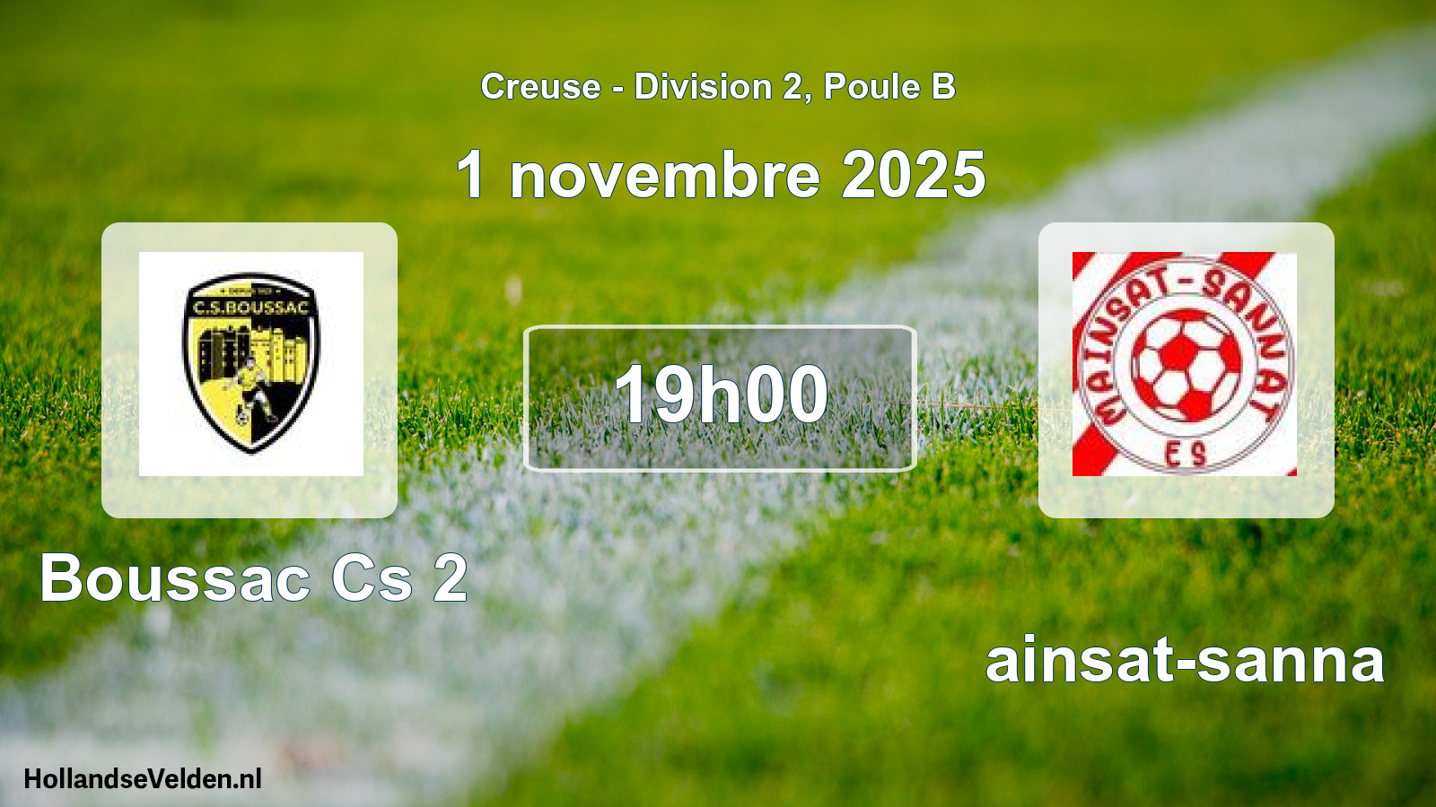 Geplande wedstrijd: Boussac Cs 2 - Mainsat-sanna (1 novembre 2025)