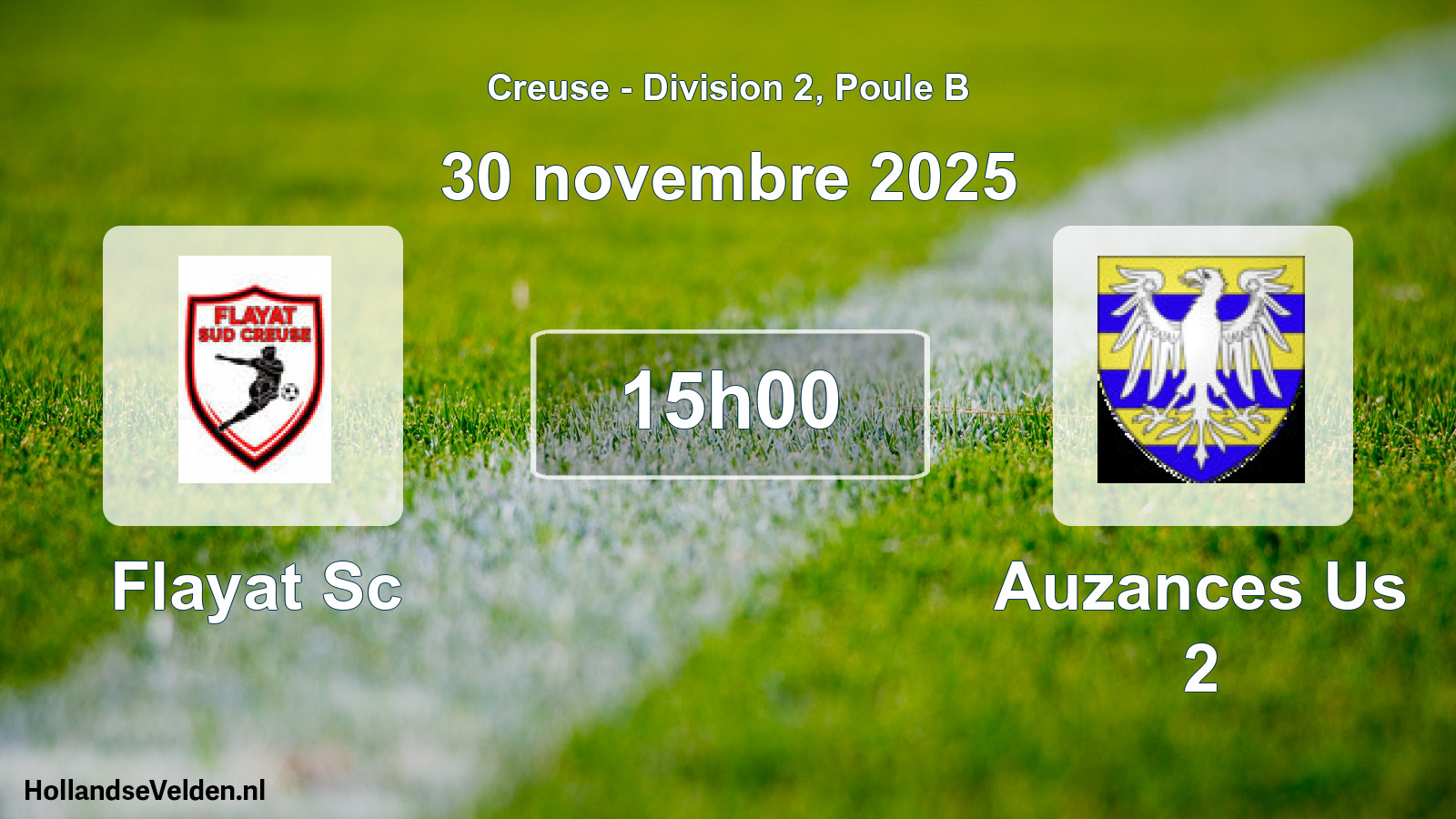 Geplande wedstrijd: Flayat Sc - Auzances Us 2 (30 novembre 2025)
