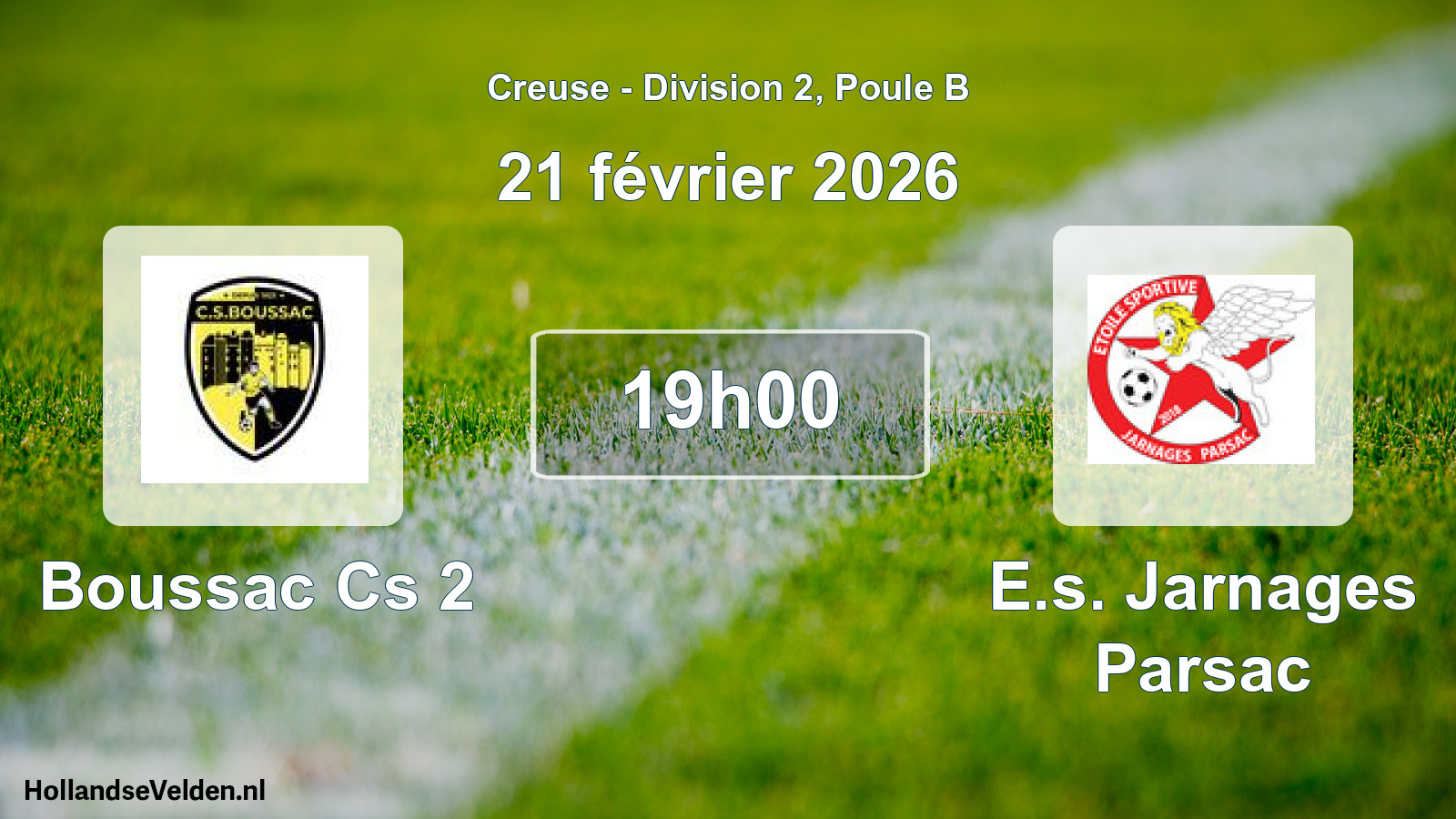 Geplande wedstrijd: Boussac Cs 2 - E.s. Jarnages Parsac (21 février 2026)