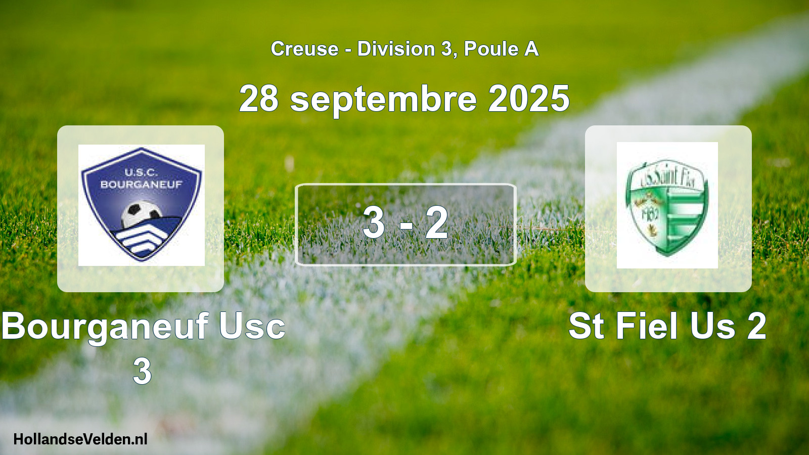 Gespeelde wedstrijd: Bourganeuf Usc 3 - St Fiel Us 2 3 - 2 (28 september 2025)