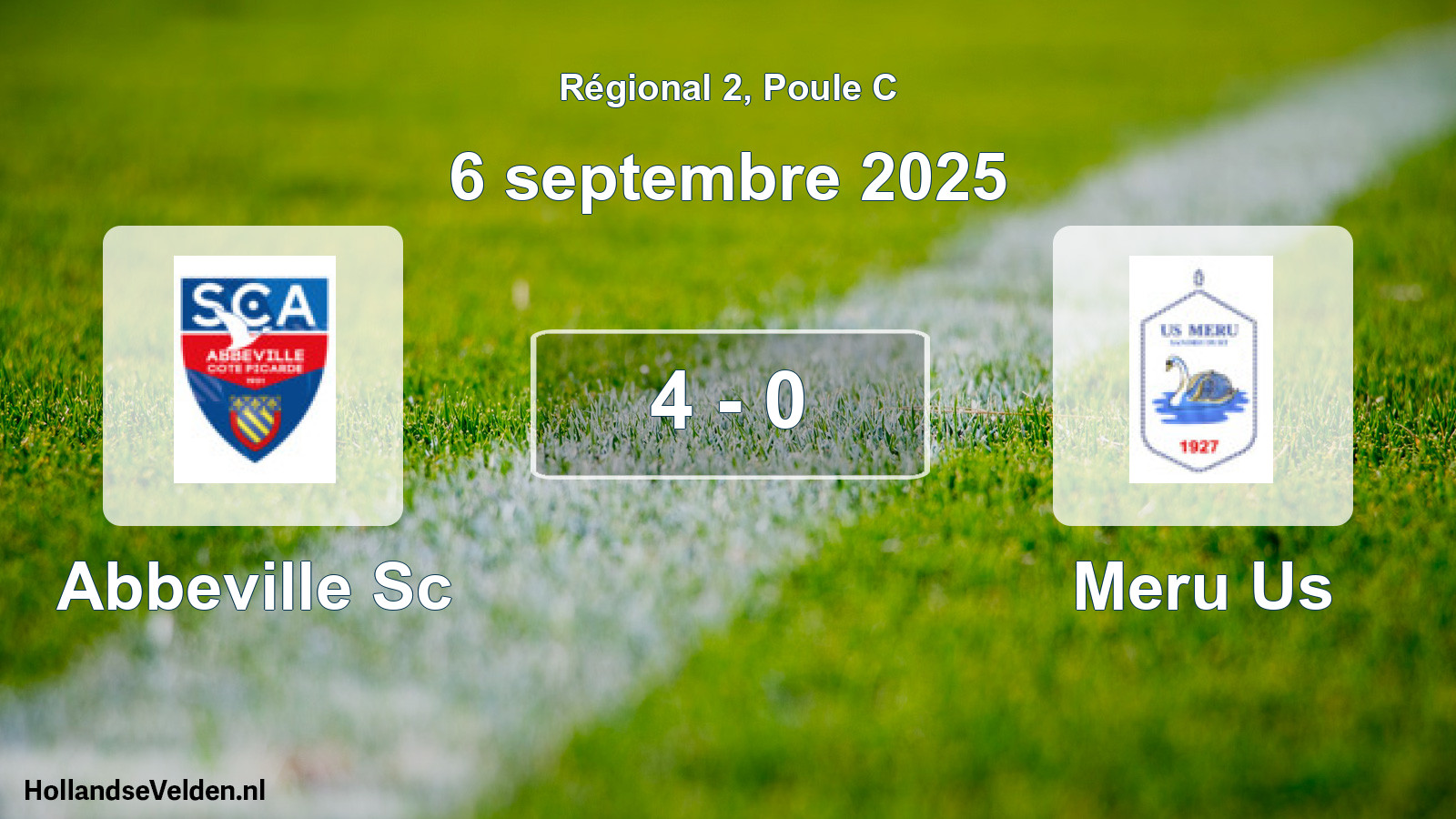 Total number of matches played: Abbeville Sc - Meru Us 4 - 0 (6 September 2025)
