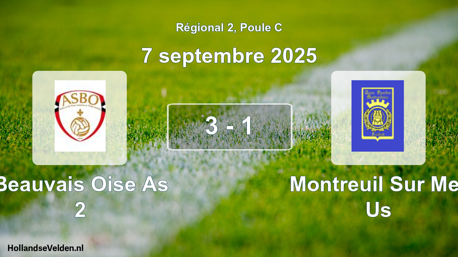 Total number of matches played: Beauvais Oise As 2 - Montreuil Sur Mer Us 3 - 1 (7 September 2025)