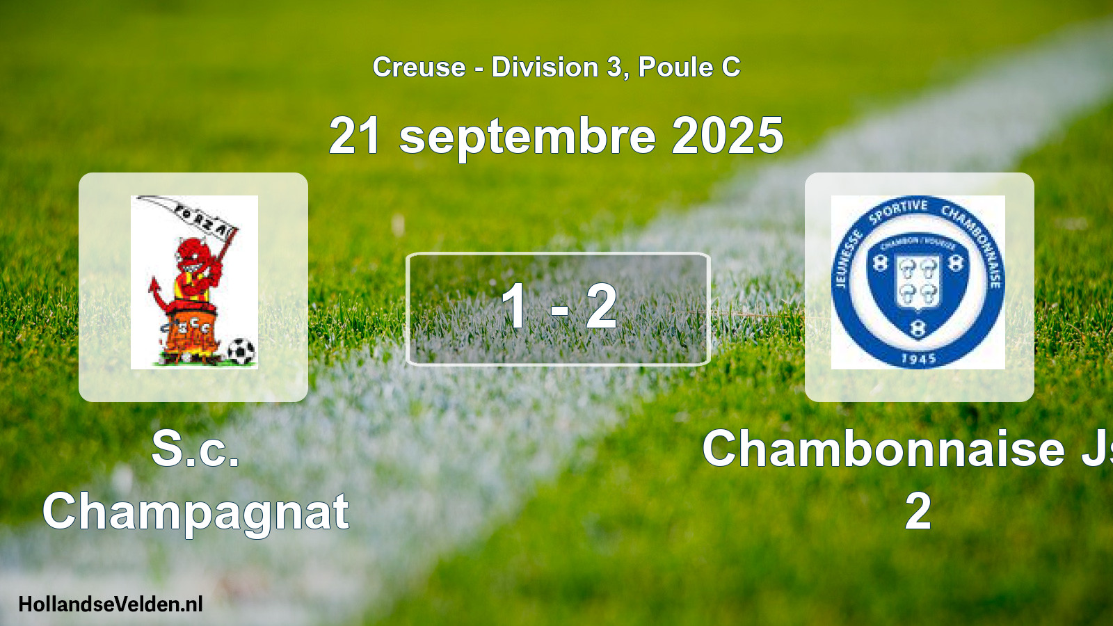 Gespeelde wedstrijd: S.c. Champagnat - Chambonnaise Js 2 1 - 2 (21 septembre 2025)