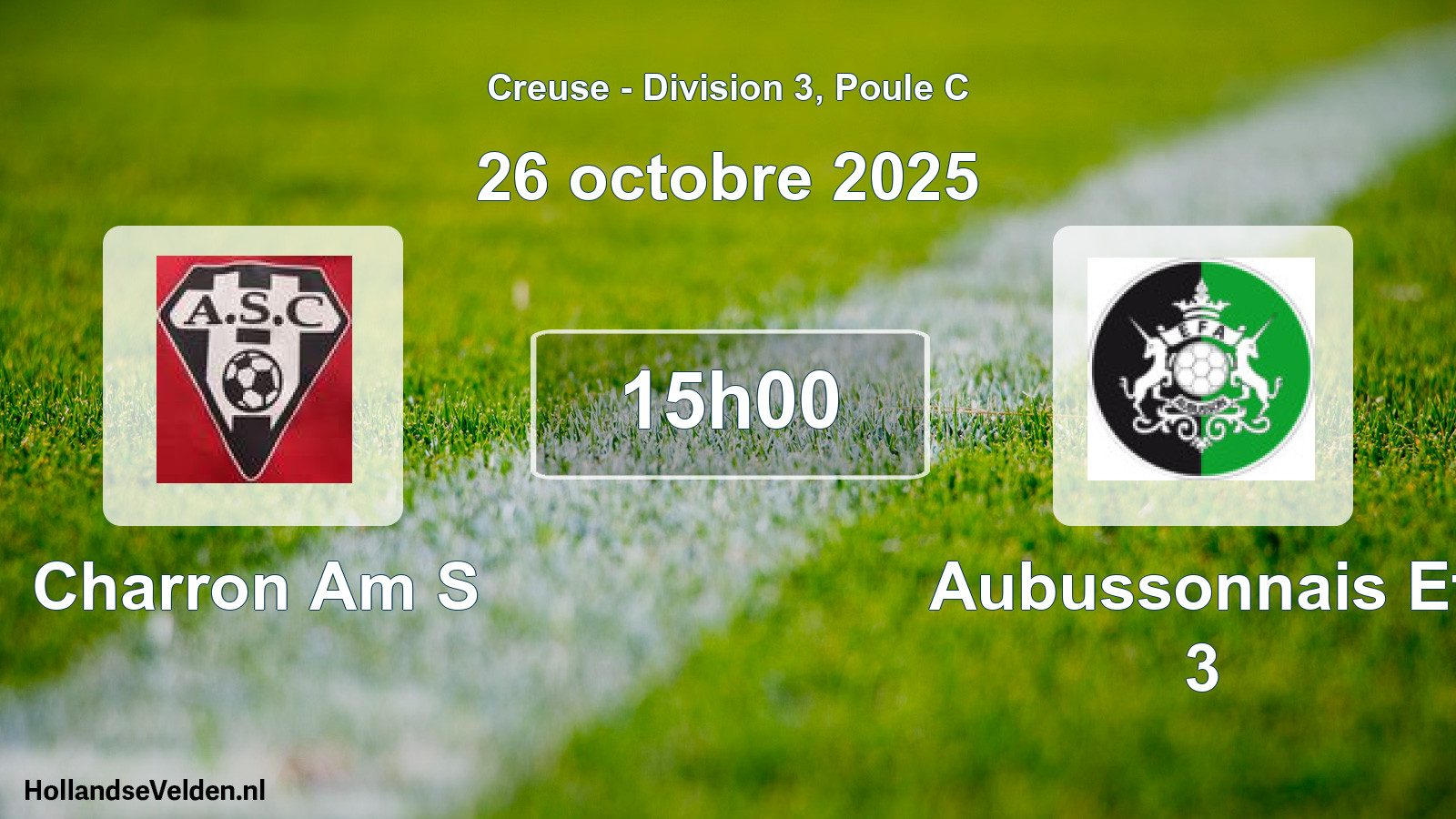 Geplande wedstrijd: Charron Am S - Aubussonnais Ef 3 (26 octobre 2025)