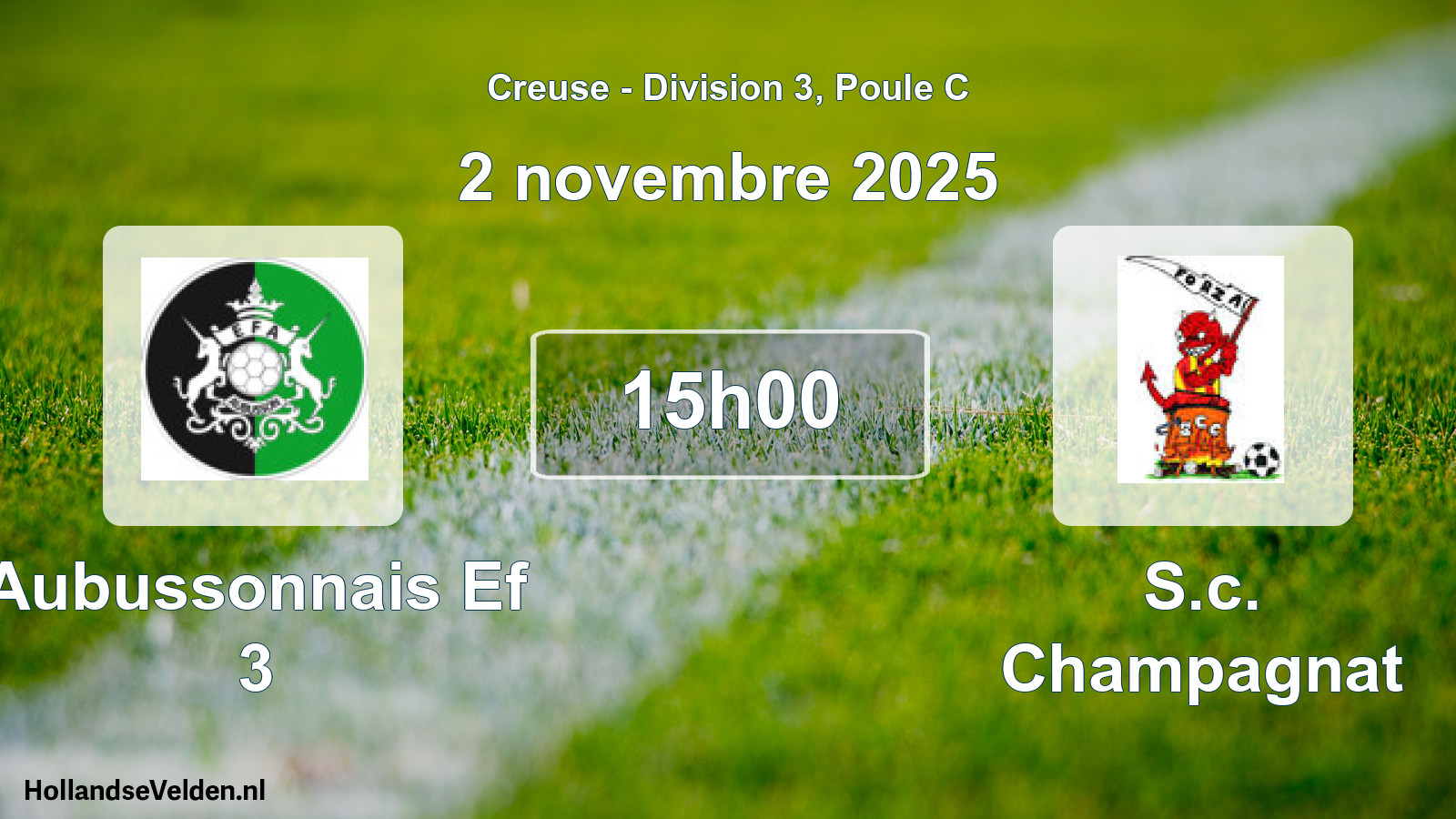 Geplande wedstrijd: Aubussonnais Ef 3 - S.c. Champagnat (2 novembre 2025)