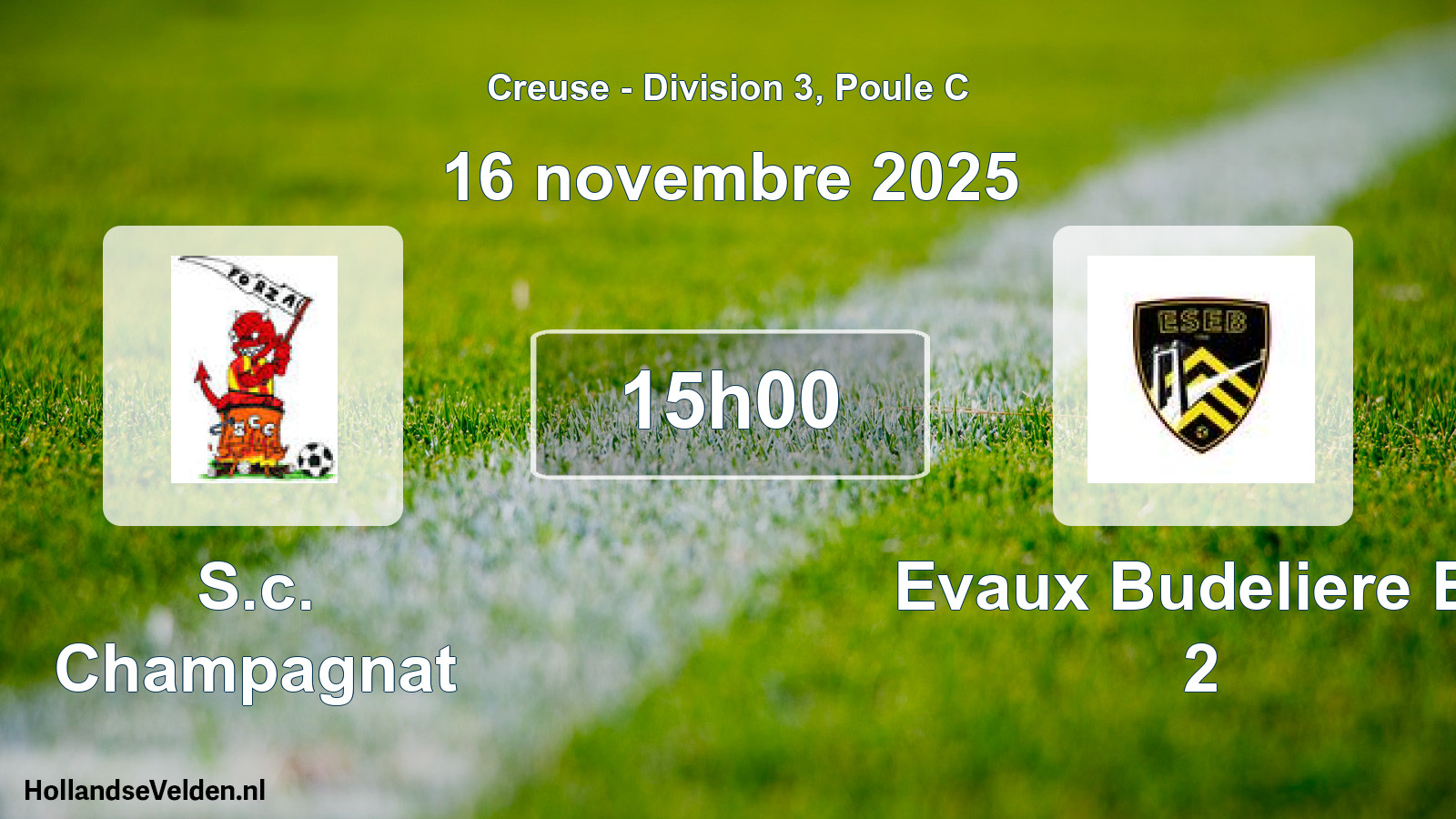 Geplande wedstrijd: S.c. Champagnat - Evaux Budeliere Es 2 (16 novembre 2025)