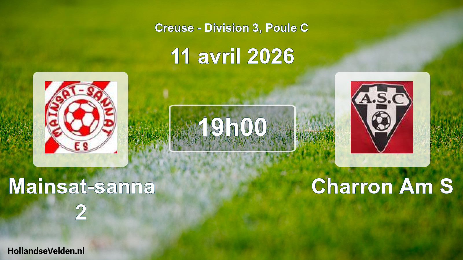 Geplande wedstrijd: Mainsat-sanna 2 - Charron Am S (11 avril 2026)