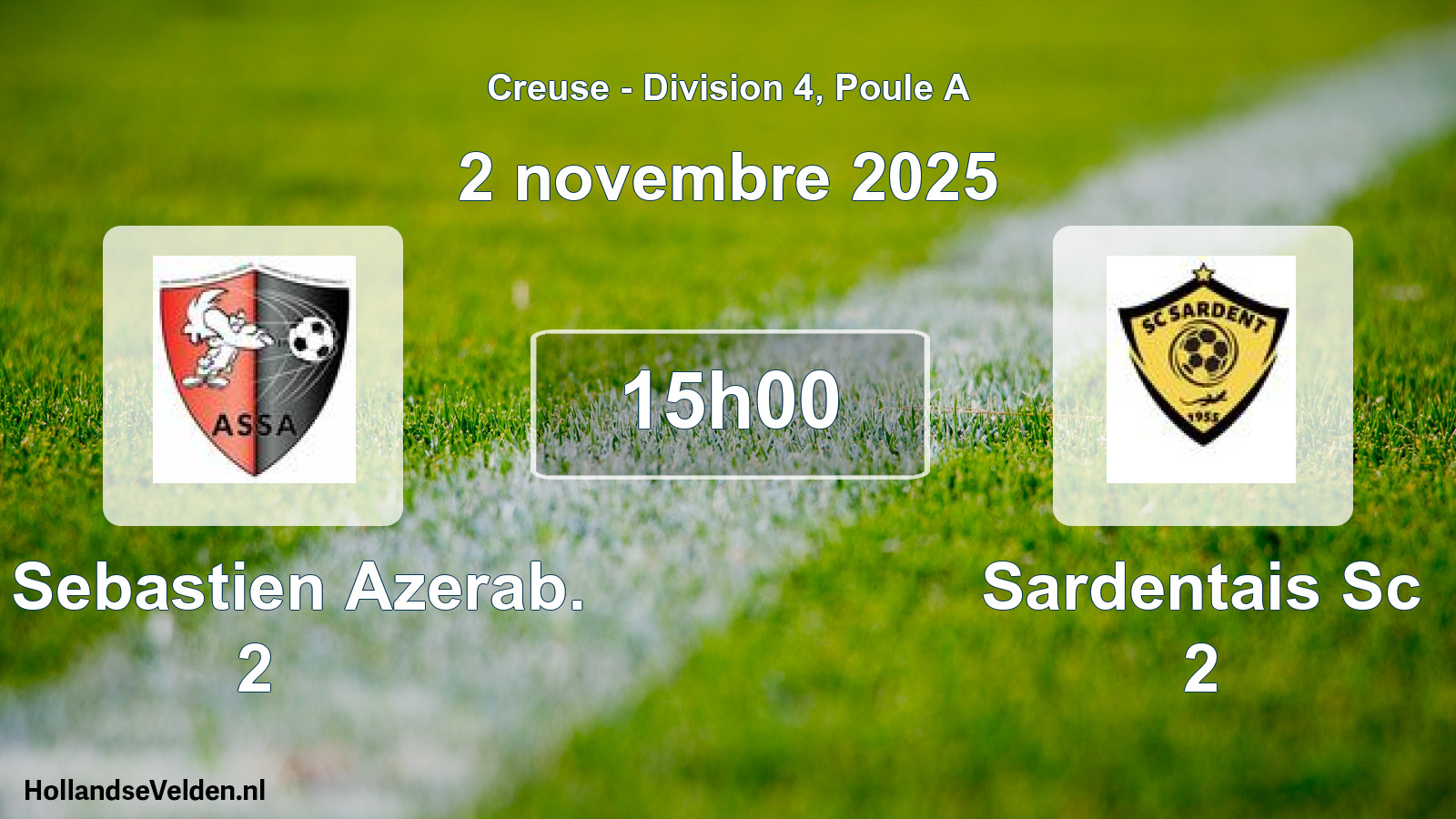 Geplande wedstrijd: St Sebastien Azerab. 2 - Sardentais Sc 2 (2 novembre 2025)