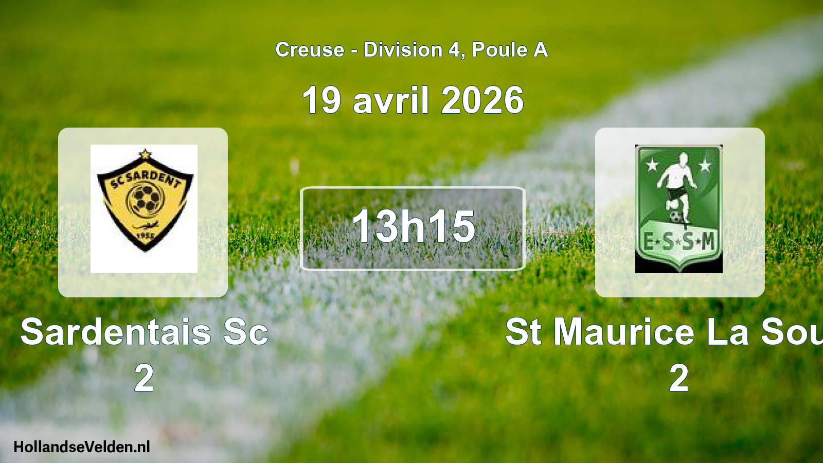 Geplande wedstrijd: Sardentais Sc 2 - St Maurice La Sout. 2 (19 avril 2026)