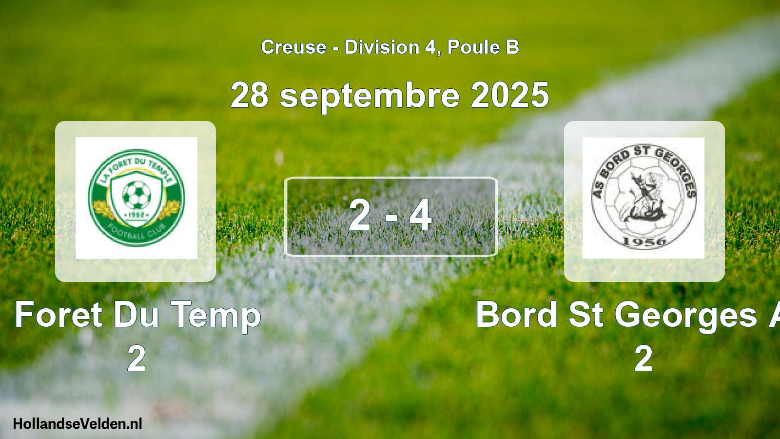 Gespeelde wedstrijd: Foret Du Temp 2 - Bord St Georges As 2 2 - 4 (28 september 2025)