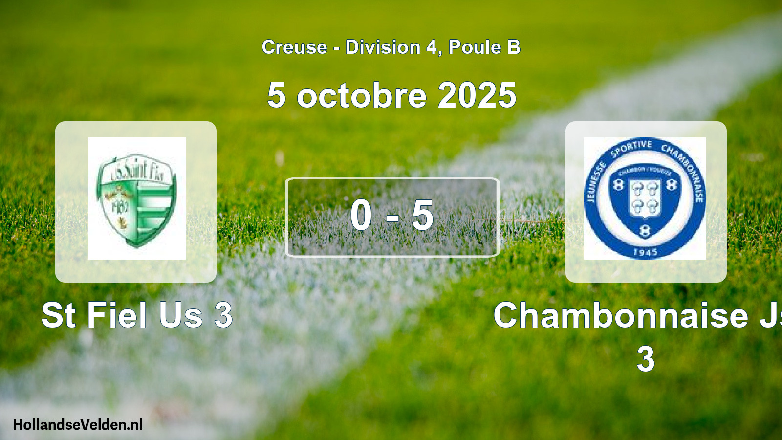 Gespeelde wedstrijd: St Fiel Us 3 - Chambonnaise Js 3 0 - 5 (5 octobre 2025)