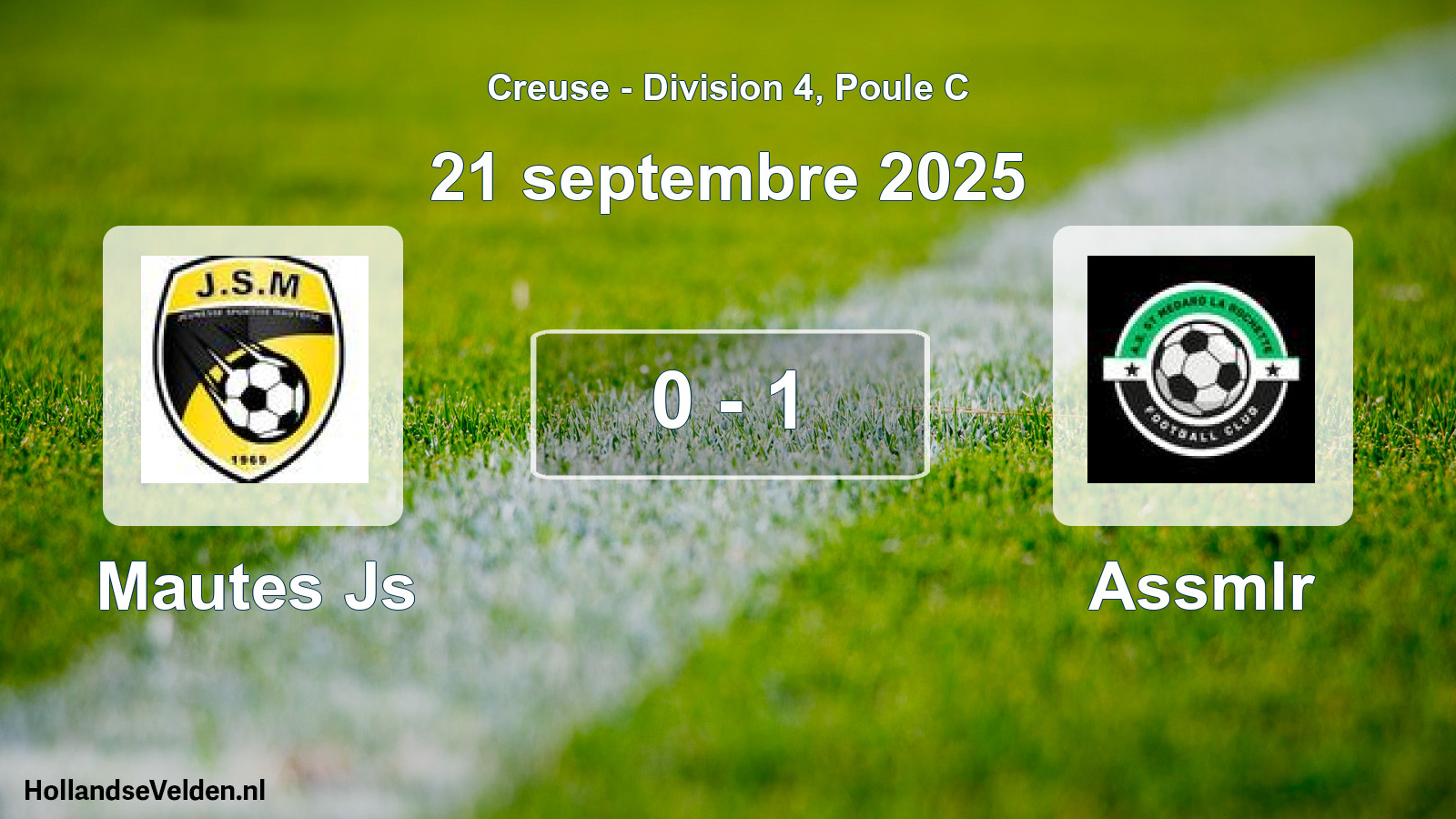 Gespeelde wedstrijd: Mautes Js - Assmlr 0 - 1 (21 septembre 2025)