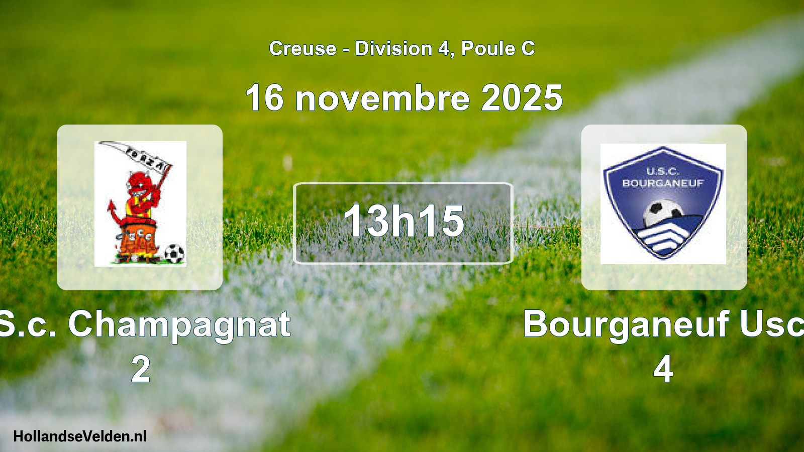 Geplande wedstrijd: S.c. Champagnat 2 - Bourganeuf Usc 4 (16 novembre 2025)