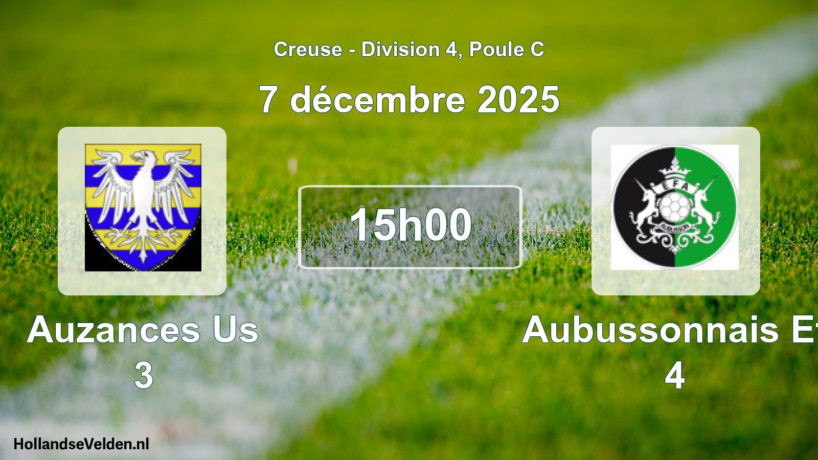 Geplande wedstrijd: Auzances Us 3 - Aubussonnais Ef 4 (7 décembre 2025)