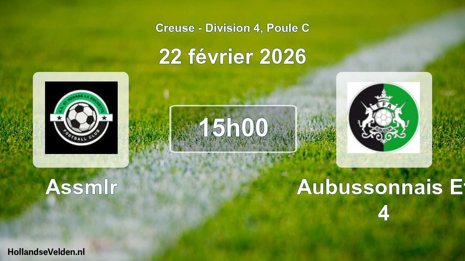 Geplande wedstrijd: Assmlr - Aubussonnais Ef 4 (22 février 2026)
