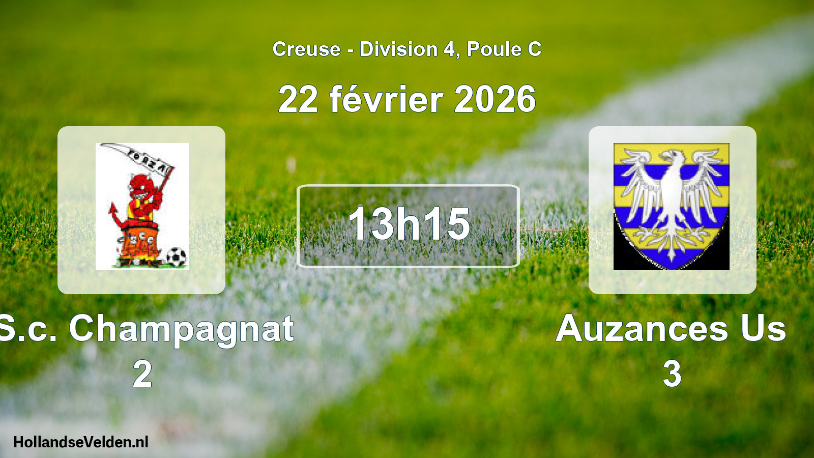 Geplande wedstrijd: S.c. Champagnat 2 - Auzances Us 3 (22 février 2026)