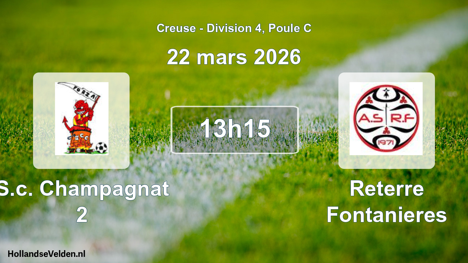 Geplande wedstrijd: S.c. Champagnat 2 - Reterre Fontanieres (22 mars 2026)