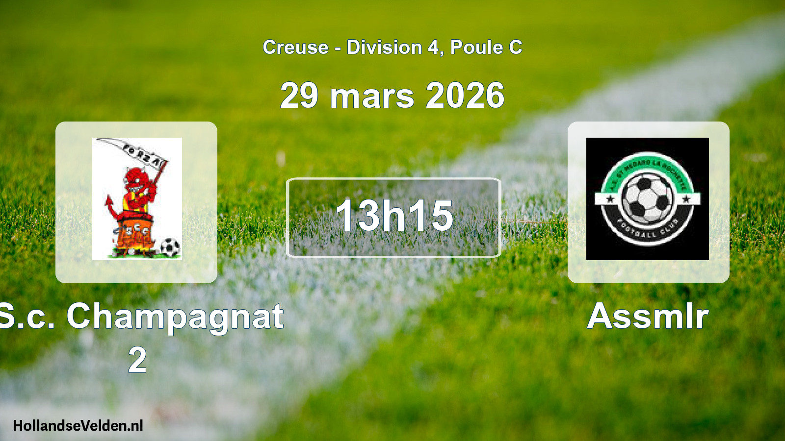 Geplande wedstrijd: S.c. Champagnat 2 - Assmlr (29 mars 2026)
