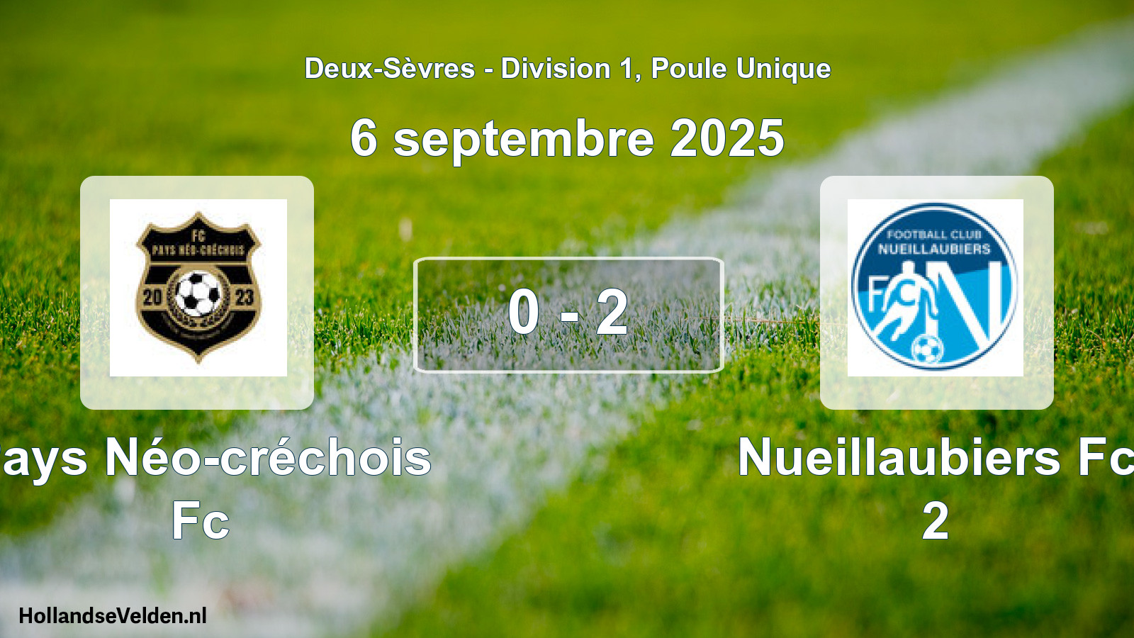 Gespeelde wedstrijd: Pays Néo-créchois Fc - Nueillaubiers Fc 2 0 - 2 (6 septembre 2025)