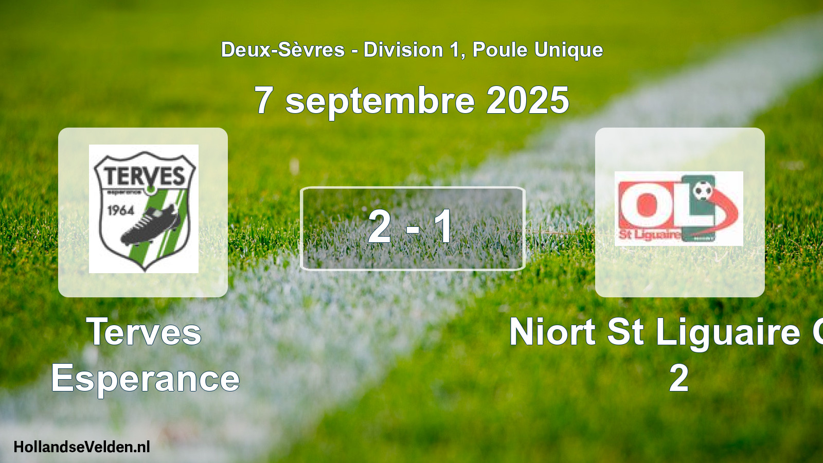 Gespeelde wedstrijd: Terves Esperance - Niort St Liguaire Ol 2 2 - 1 (7 septembre 2025)