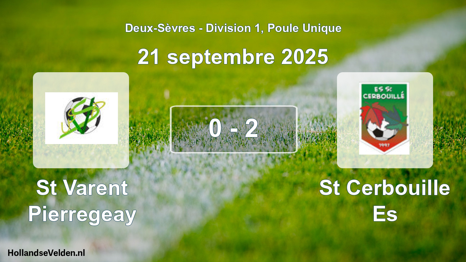 Gespeelde wedstrijd: St Varent Pierregeay - St Cerbouille Es 0 - 2 (21 septembre 2025)