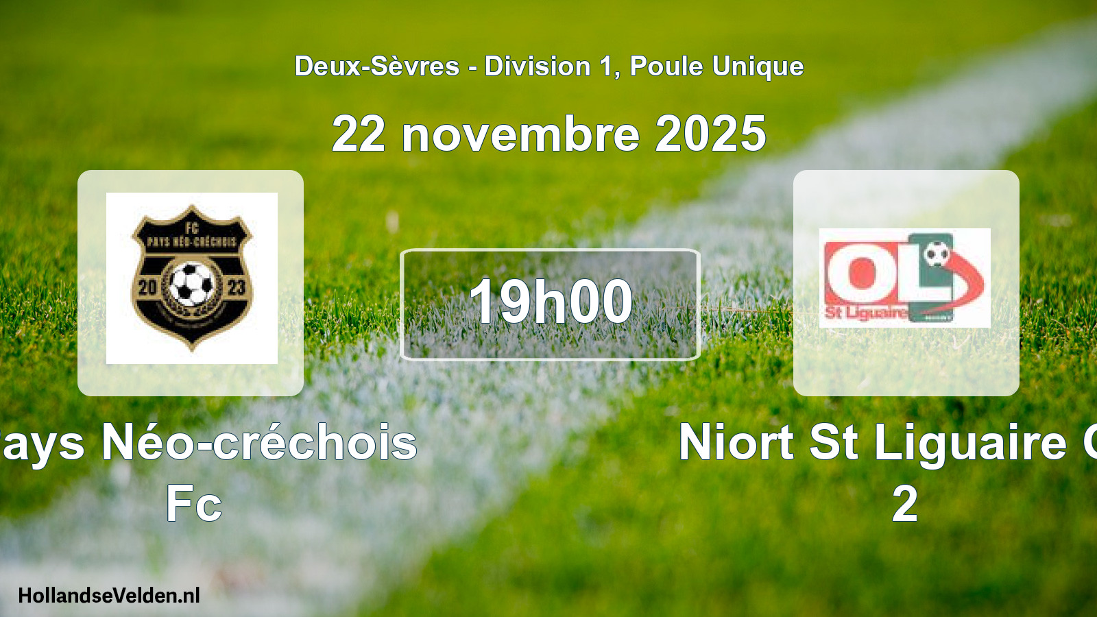 Geplande wedstrijd: Pays Néo-créchois Fc - Niort St Liguaire Ol 2 (22 novembre 2025)