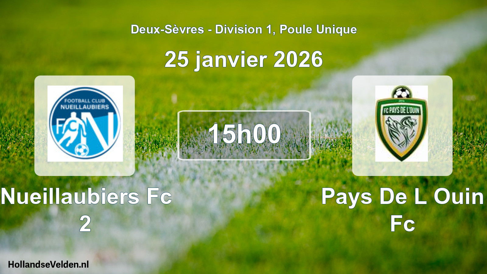 Geplande wedstrijd: Nueillaubiers Fc 2 - Pays De L Ouin Fc (25 janvier 2026)