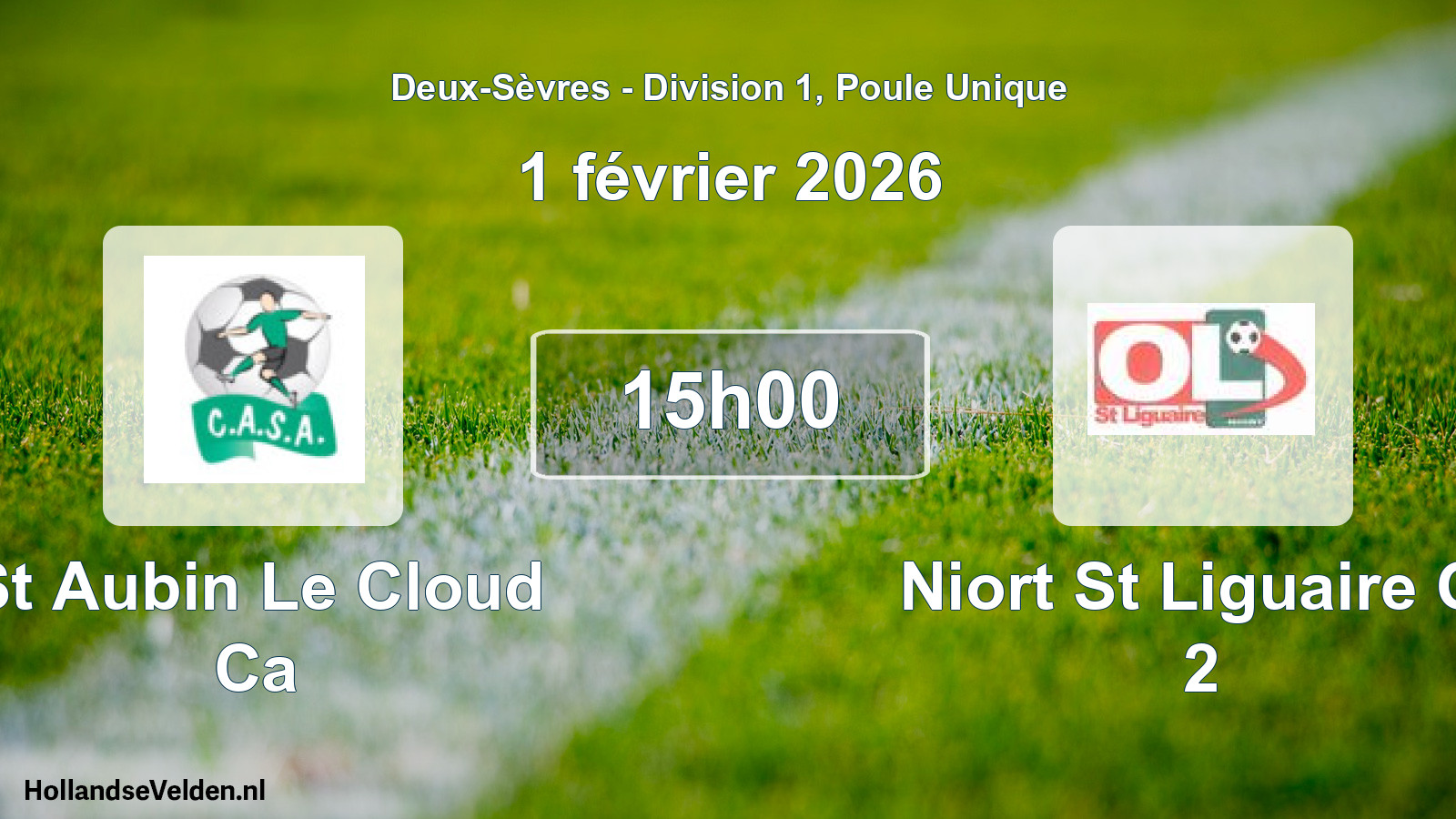 Geplande wedstrijd: St Aubin Le Cloud Ca - Niort St Liguaire Ol 2 (1 février 2026)