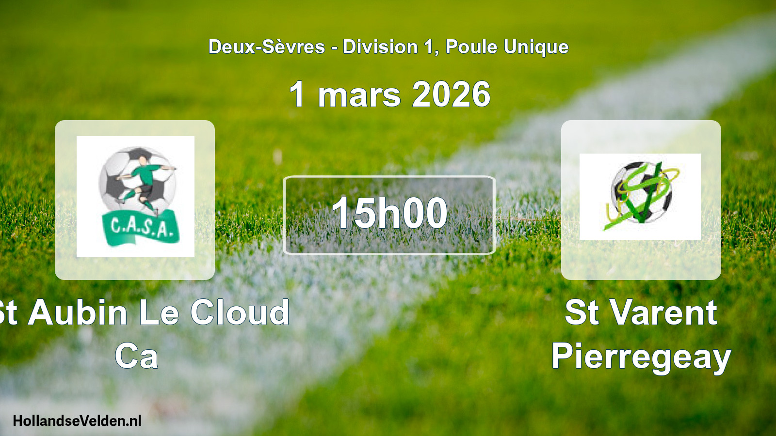 Geplande wedstrijd: St Aubin Le Cloud Ca - St Varent Pierregeay (1 mars 2026)