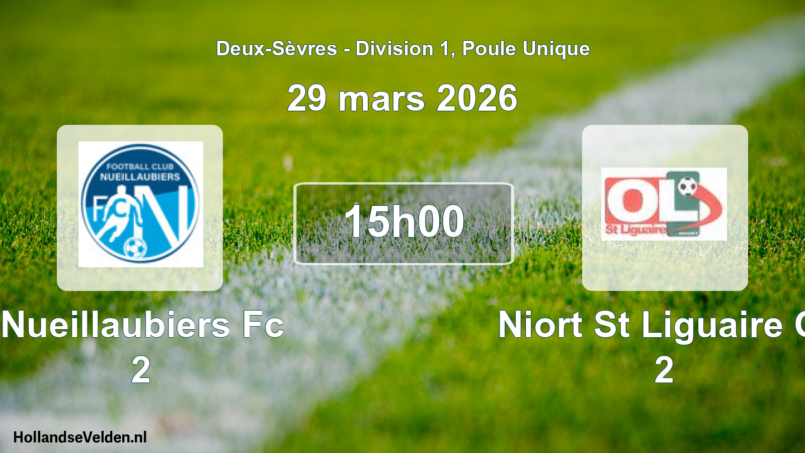 Geplande wedstrijd: Nueillaubiers Fc 2 - Niort St Liguaire Ol 2 (29 mars 2026)