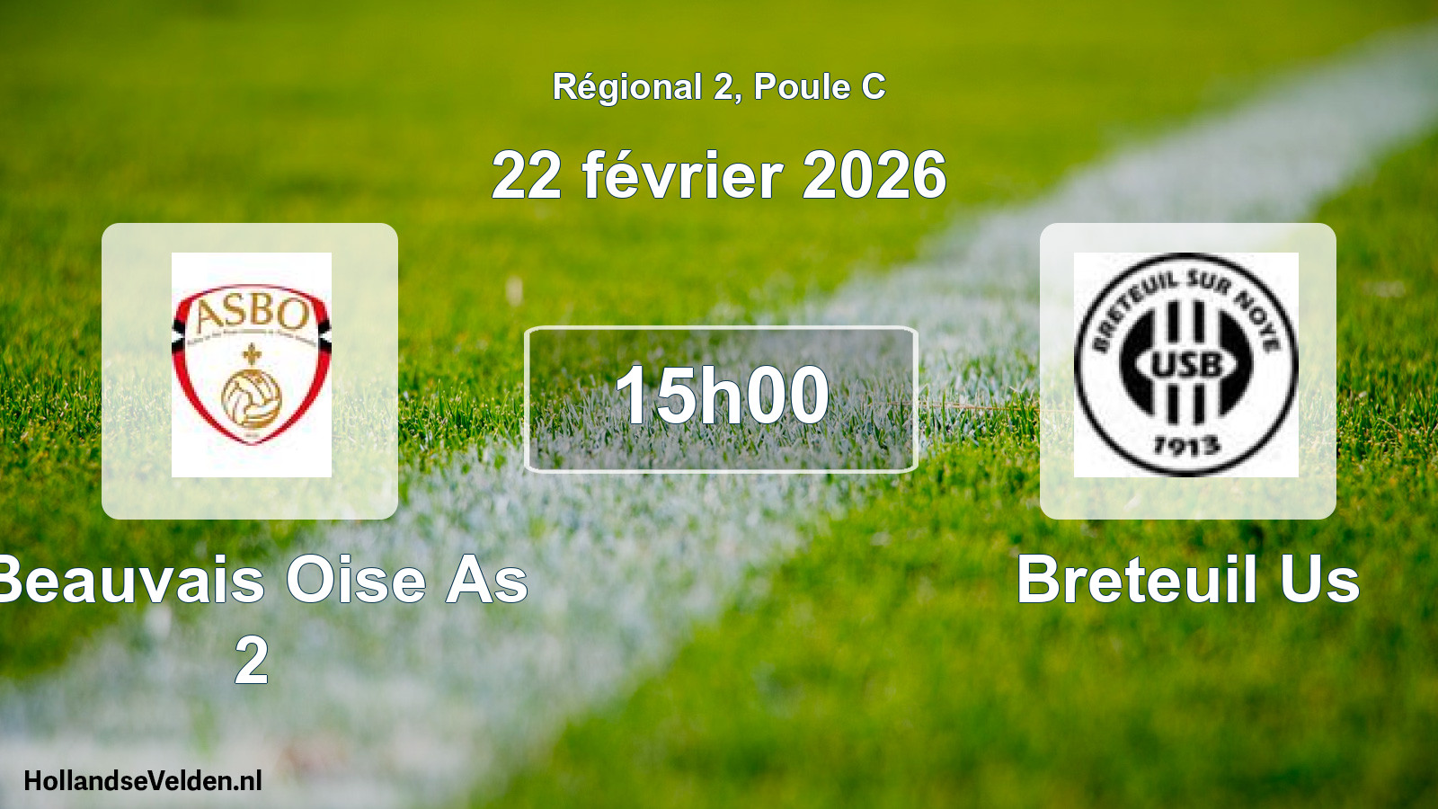 Geplande wedstrijd: Beauvais Oise As 2 - Breteuil Us (22 février 2026)