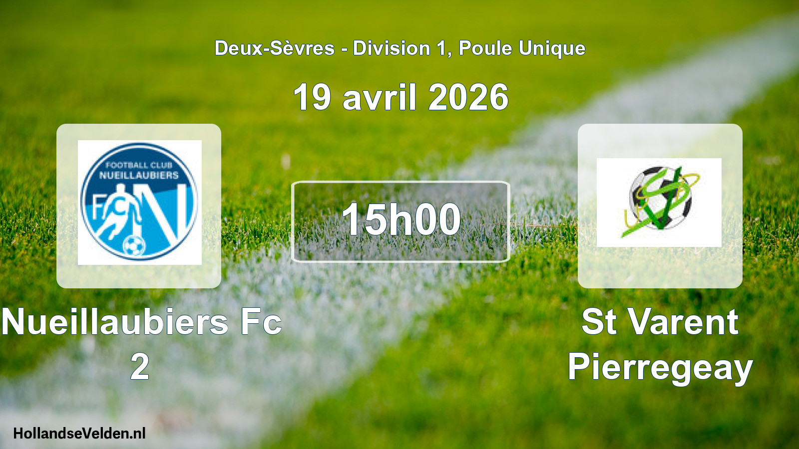 Geplande wedstrijd: Nueillaubiers Fc 2 - St Varent Pierregeay (19 avril 2026)