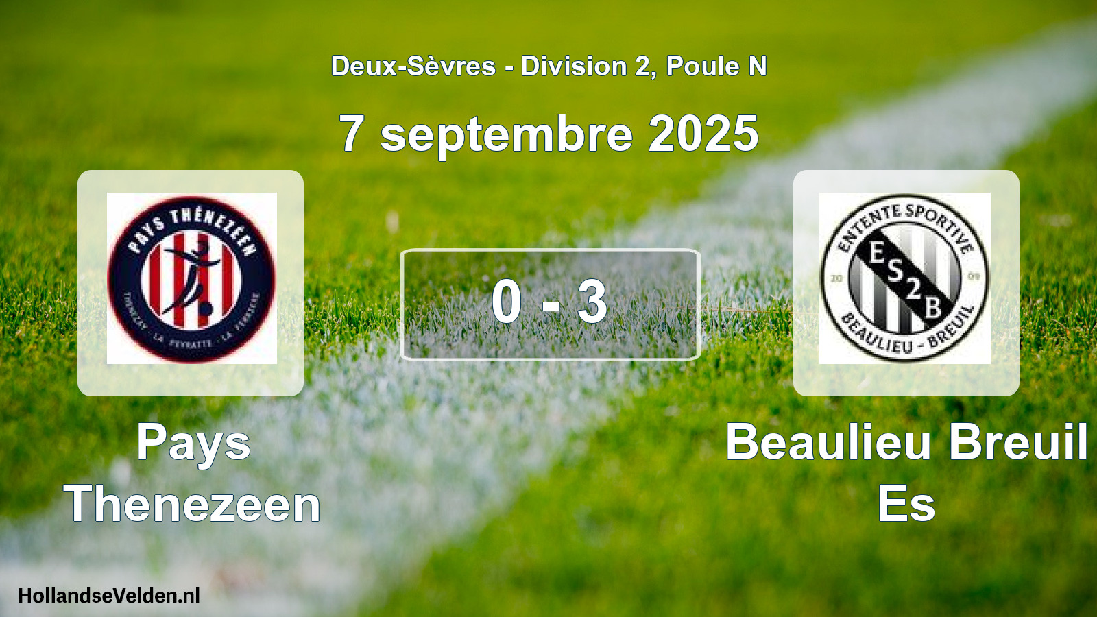 Gespeelde wedstrijd: Pays Thenezeen - Beaulieu Breuil Es 0 - 3 (7 septembre 2025)