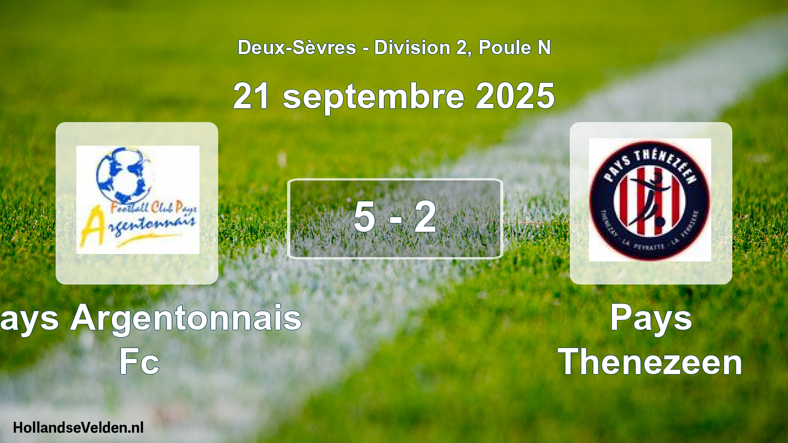 Total number of matches played: Pays Argentonnais Fc - Pays Thenezeen 5 - 2 (21 September 2025)