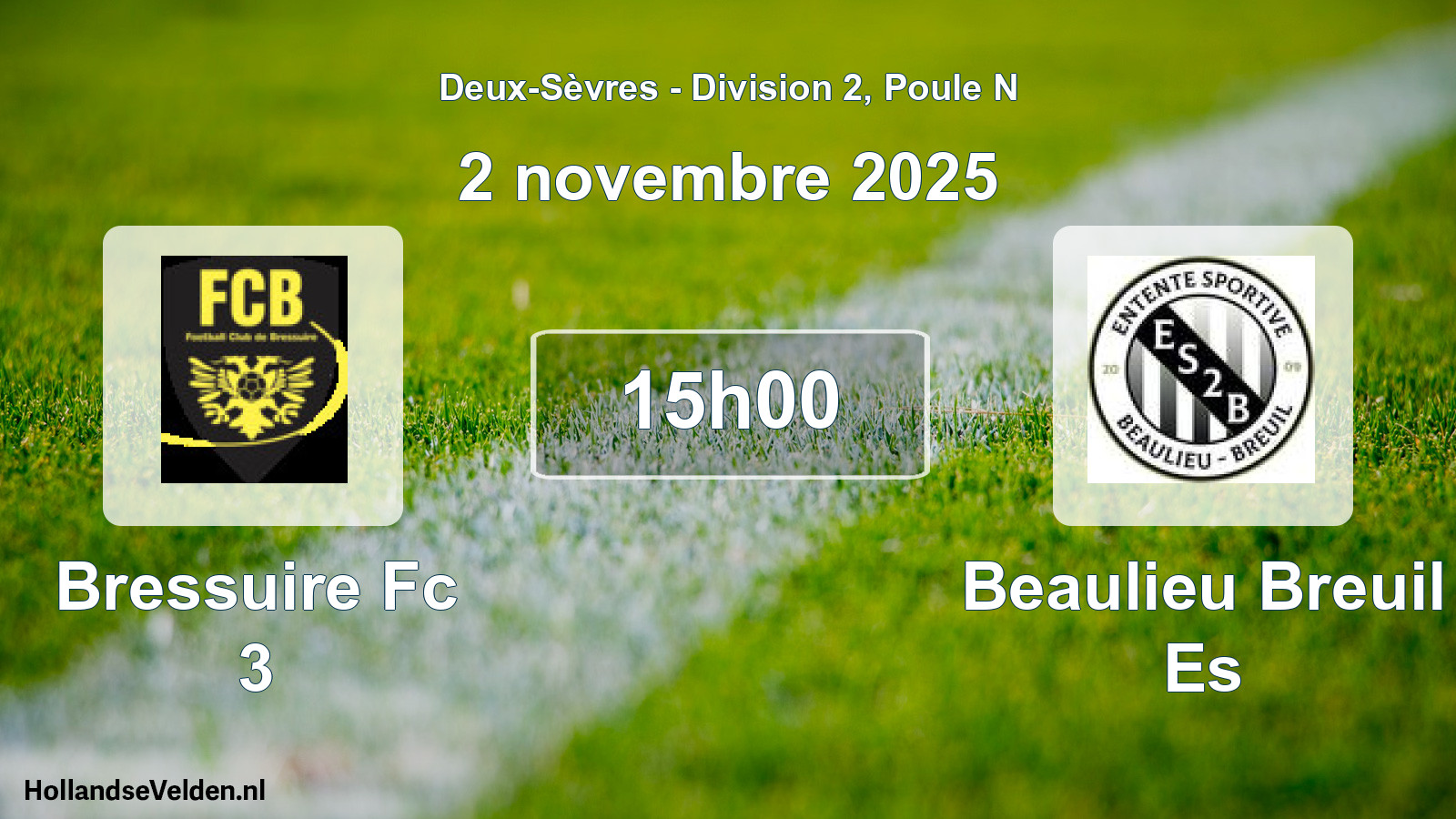 Geplande wedstrijd: Bressuire Fc 3 - Beaulieu Breuil Es (2 novembre 2025)
