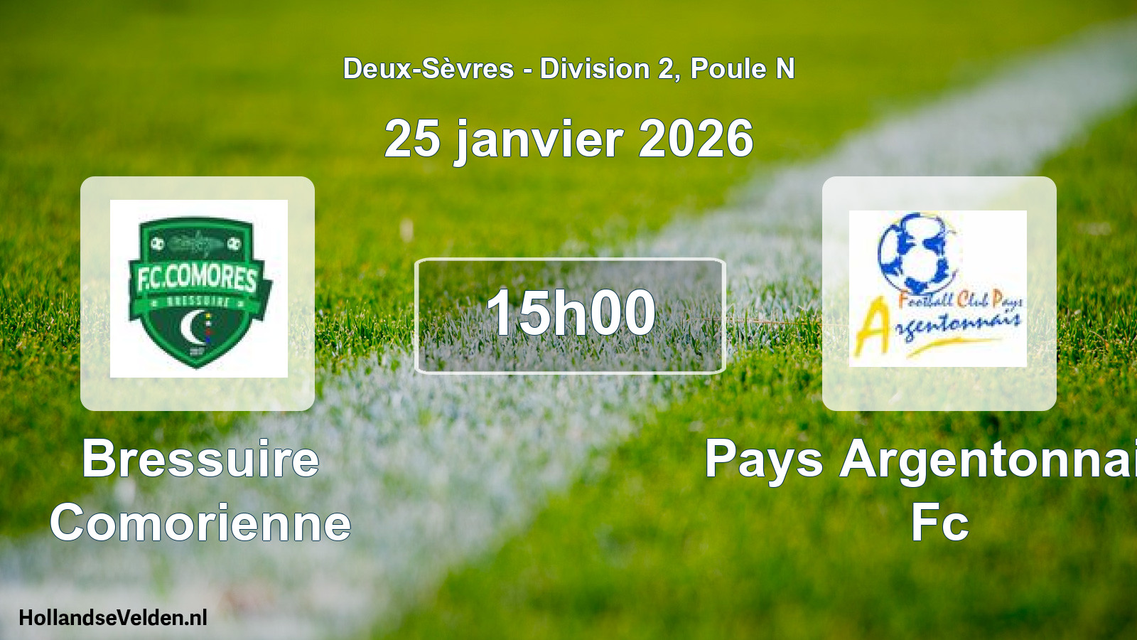 Geplande wedstrijd: Bressuire Comorienne - Pays Argentonnais Fc (25 janvier 2026)