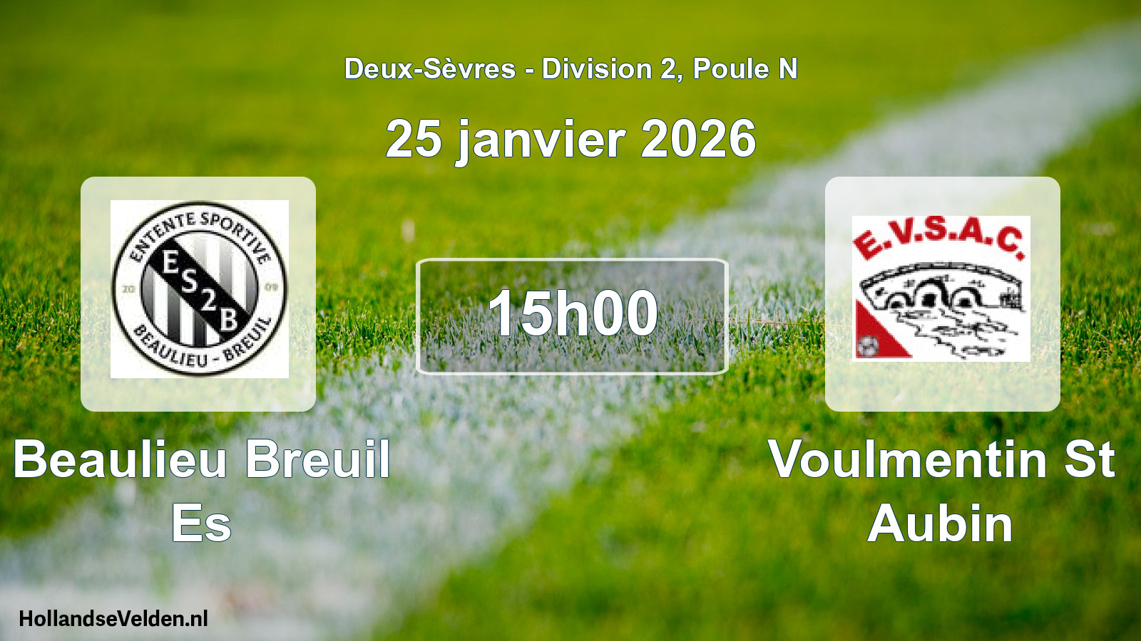 Geplande wedstrijd: Beaulieu Breuil Es - Voulmentin St Aubin (25 janvier 2026)