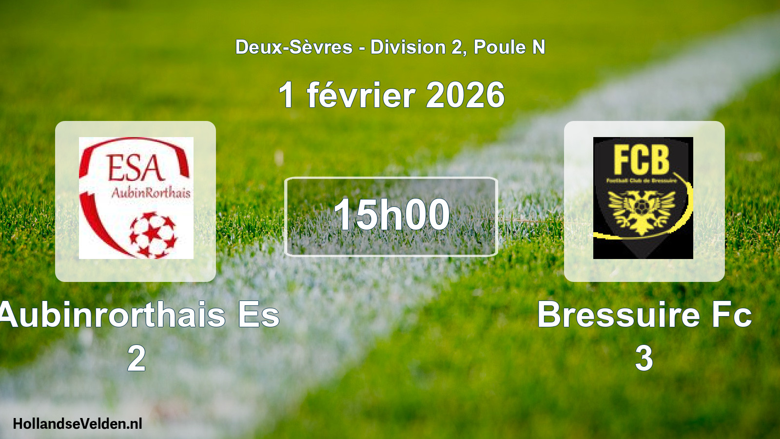Geplande wedstrijd: Aubinrorthais Es 2 - Bressuire Fc 3 (1 februari 2026)