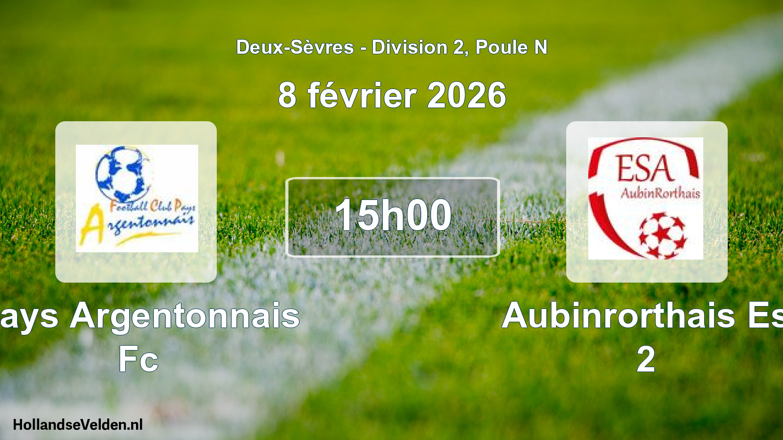 Scheduled Match: Pays Argentonnais Fc - Aubinrorthais Es 2 (8 February 2026)