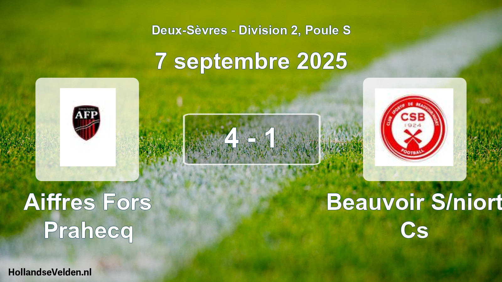 Gespeelde wedstrijd: Aiffres Fors Prahecq - Beauvoir S/niort Cs 4 - 1 (7 septembre 2025)