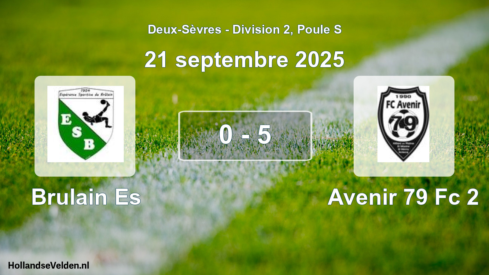 Gespeelde wedstrijd: Brulain Es - Avenir 79 Fc 2 0 - 5 (21 september 2025)