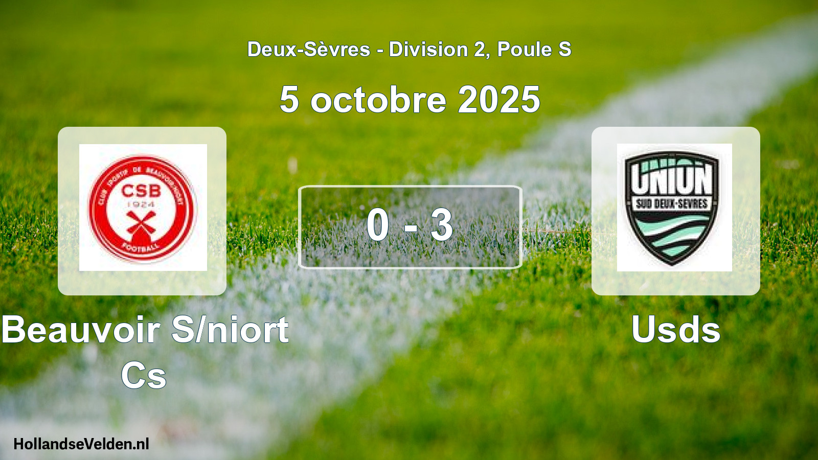 Gespeelde wedstrijd: Beauvoir S/niort Cs - Usds 0 - 3 (5 oktober 2025)