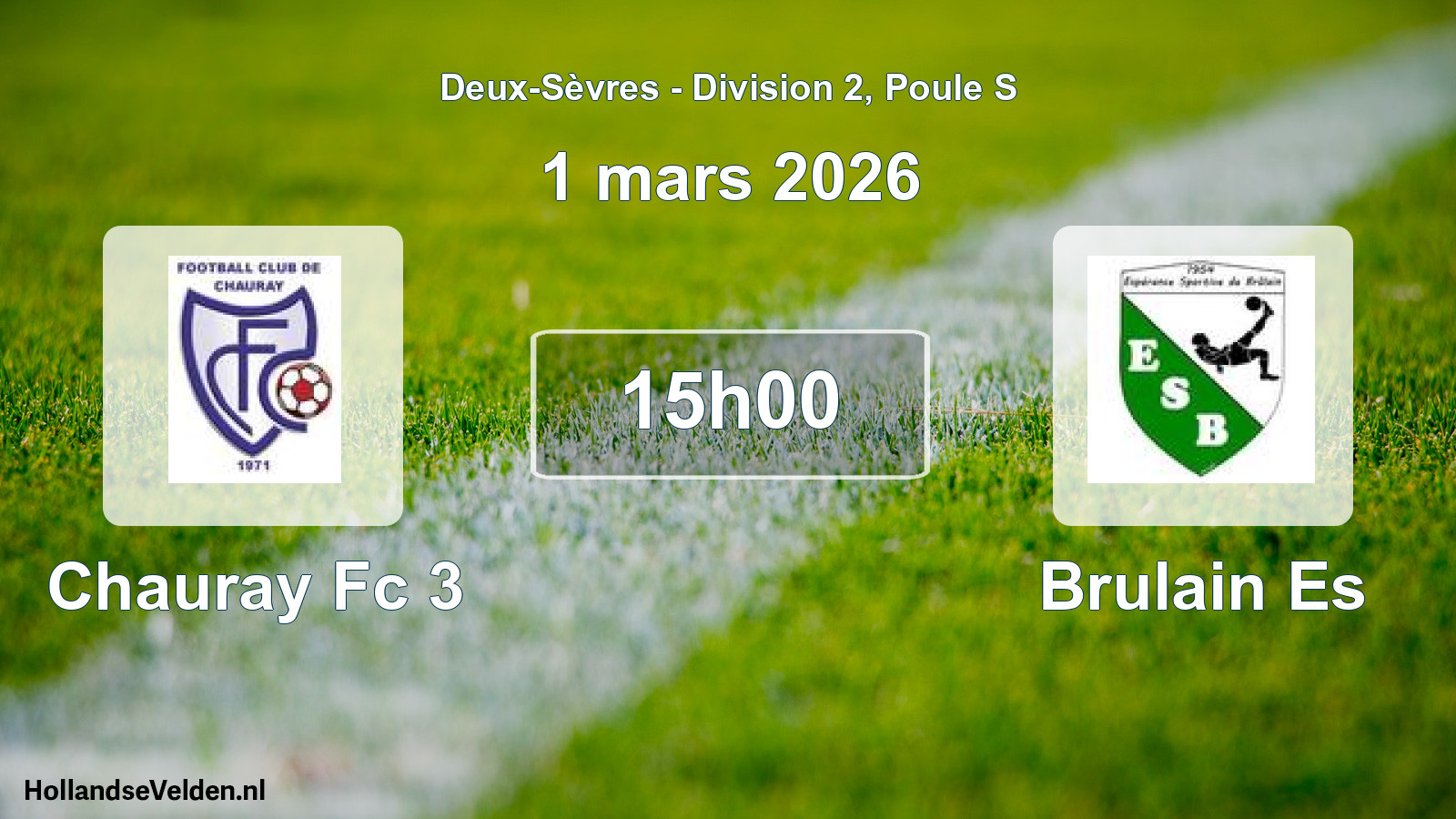 Geplande wedstrijd: Chauray Fc 3 - Brulain Es (1 maart 2026)