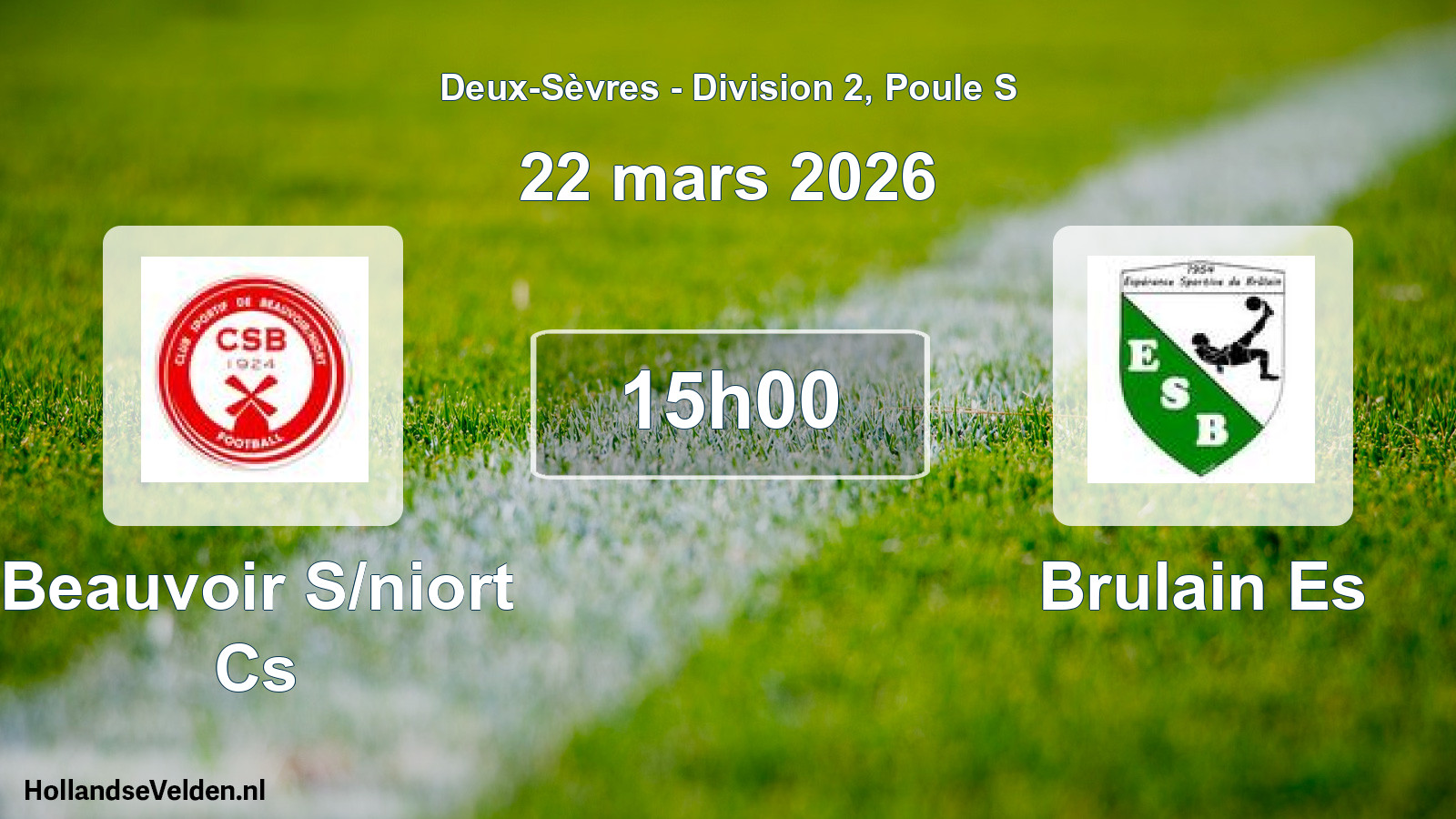 Geplande wedstrijd: Beauvoir S/niort Cs - Brulain Es (22 mars 2026)