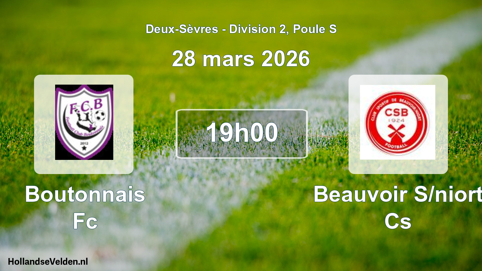 Geplande wedstrijd: Boutonnais Fc - Beauvoir S/niort Cs (28 mars 2026)