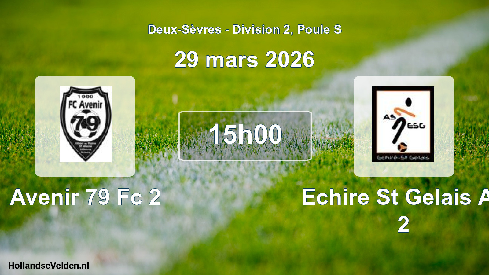 Geplande wedstrijd: Avenir 79 Fc 2 - Echire St Gelais As 2 (29 mars 2026)