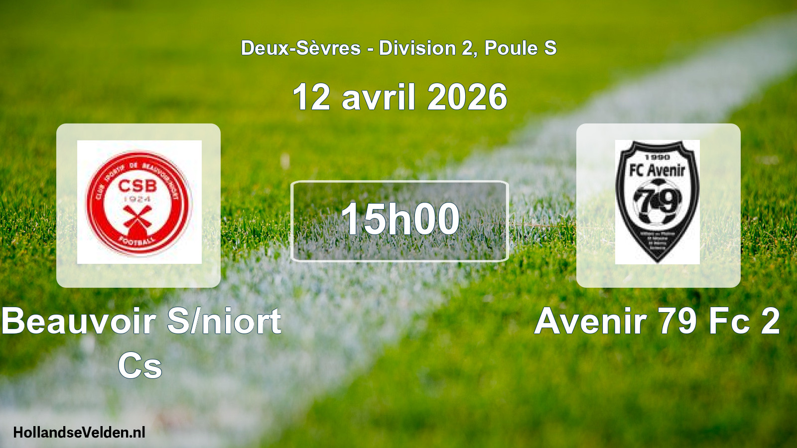 Geplande wedstrijd: Beauvoir S/niort Cs - Avenir 79 Fc 2 (12 avril 2026)