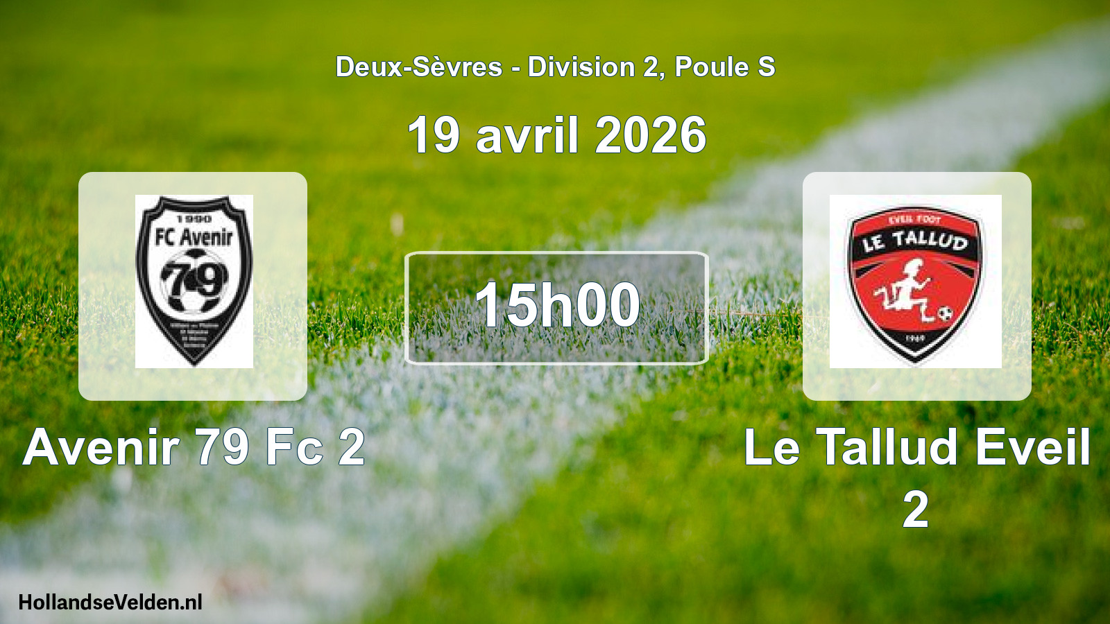 Geplande wedstrijd: Avenir 79 Fc 2 - Le Tallud Eveil 2 (19 avril 2026)
