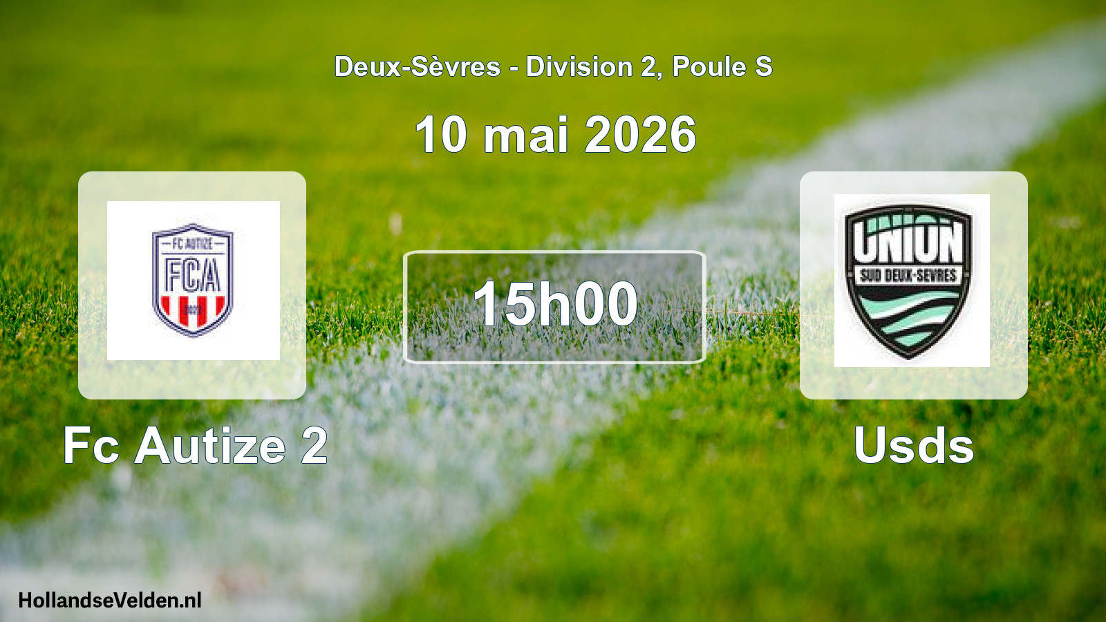 Geplande wedstrijd: Fc Autize 2 - Usds (10 mai 2026)